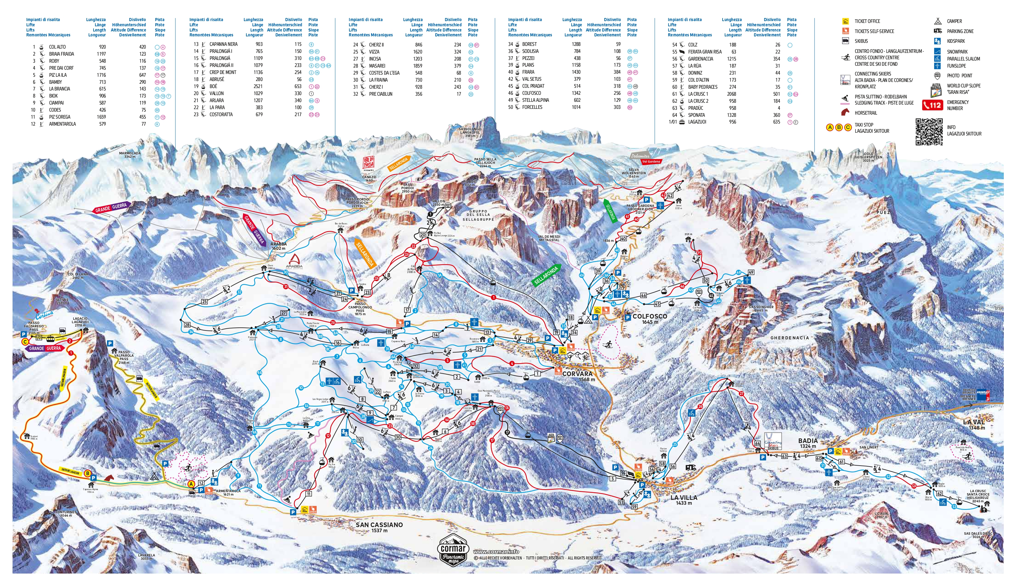 La Villa (Alta Badia) Mappa Piste