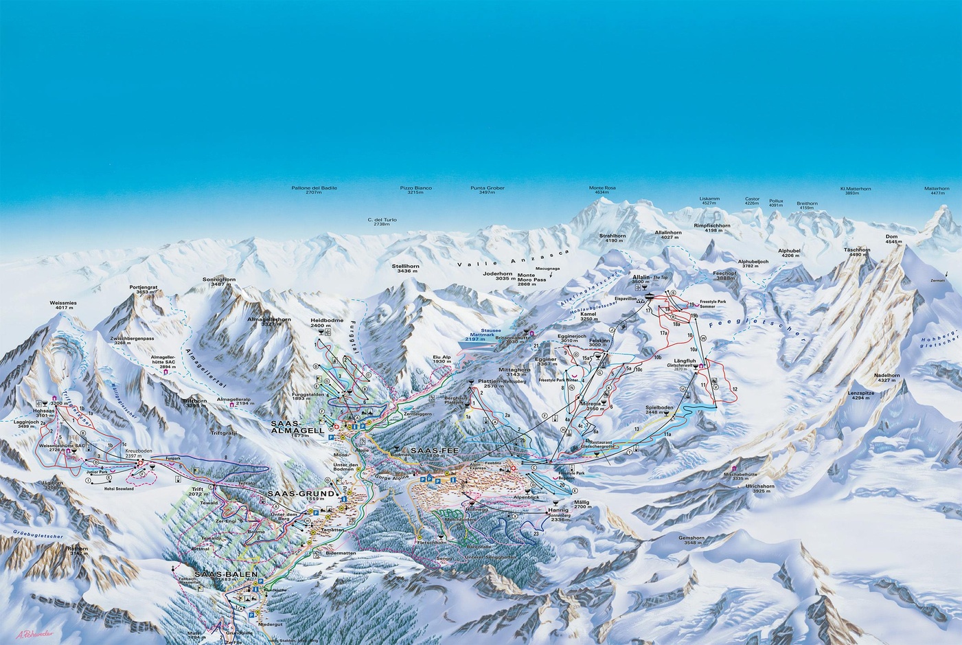 Saas Fee Piste / Trail Map
