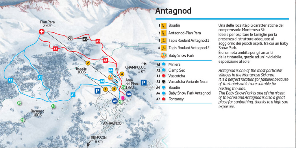 Antagnod Piste / Trail Map