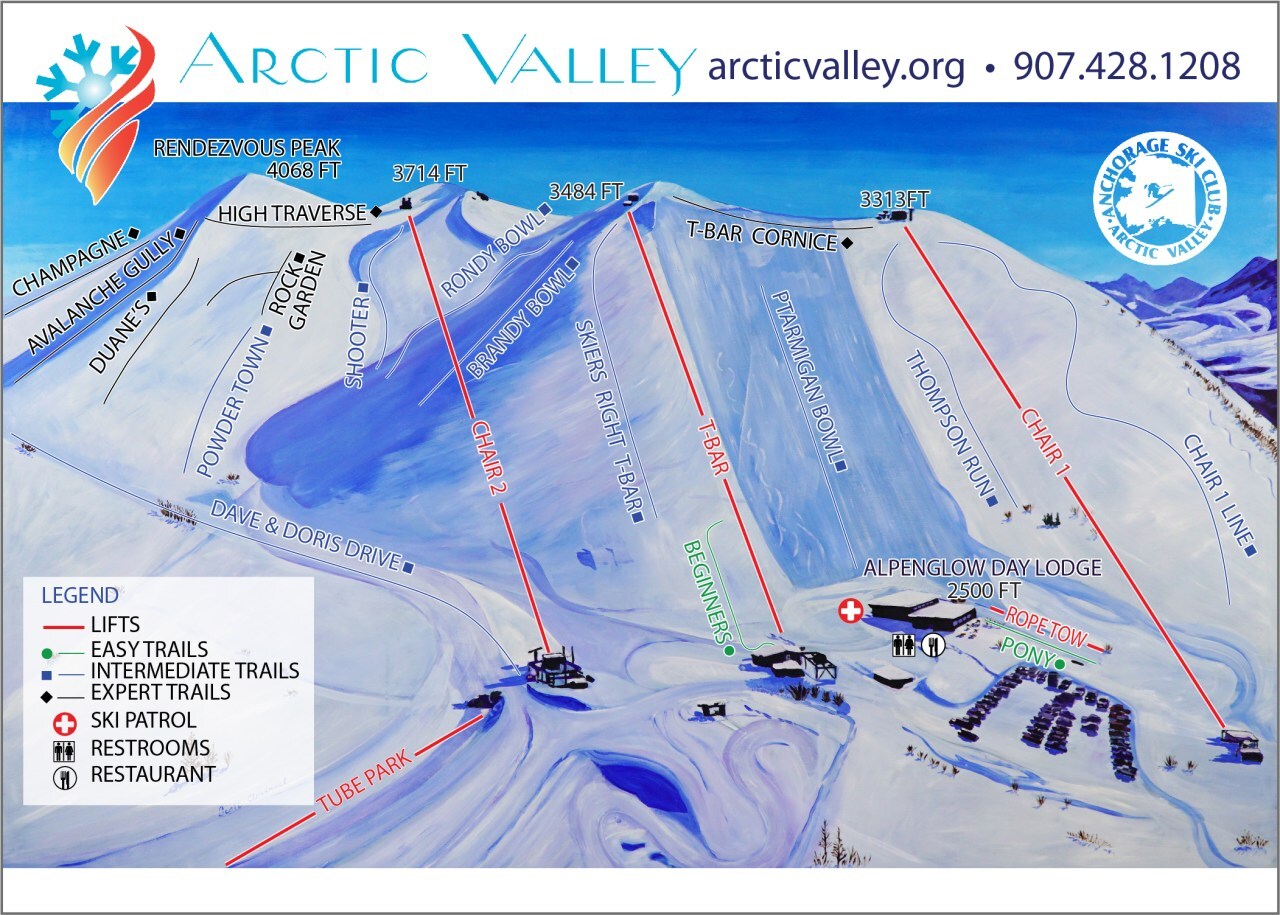 Arctic Valley Piste / Trail Map