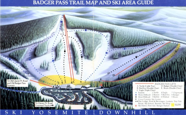 Yosemite-Badger Pass Ski Area Mappa Piste