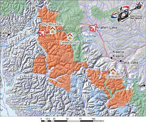 Bella Coola Heli Sports - Eagle Lodge Piste / Trail Map