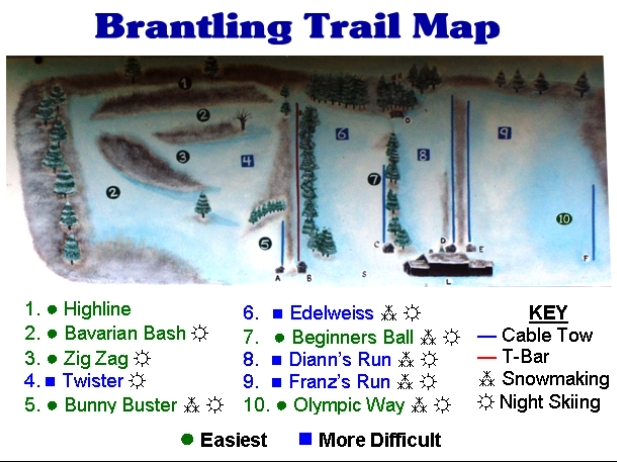 Brantling Ski Slopes Piste / Trail Map