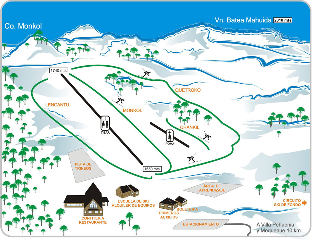 Batea Mahuida Piste / Trail Map