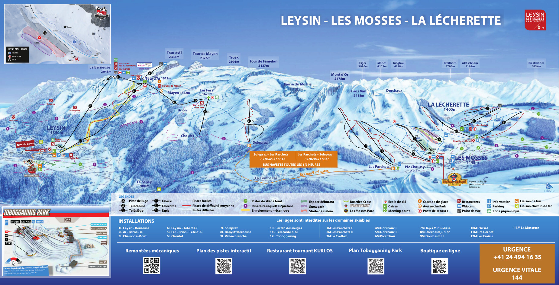 Les Mosses - La Lécherette Piste / Trail Map
