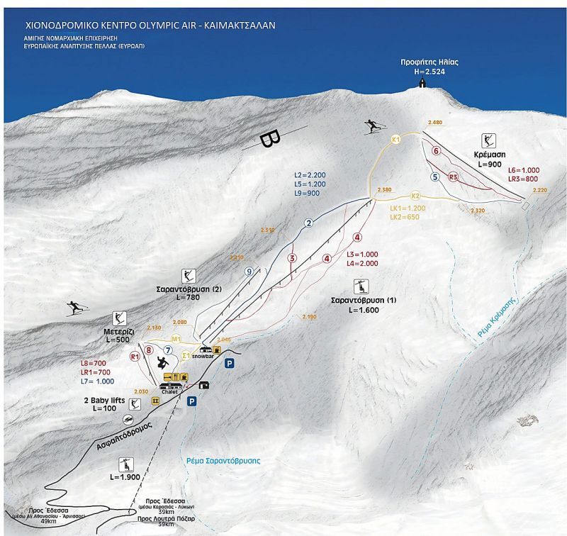 Mt Voras Kaimaktsalan Piste / Trail Map
