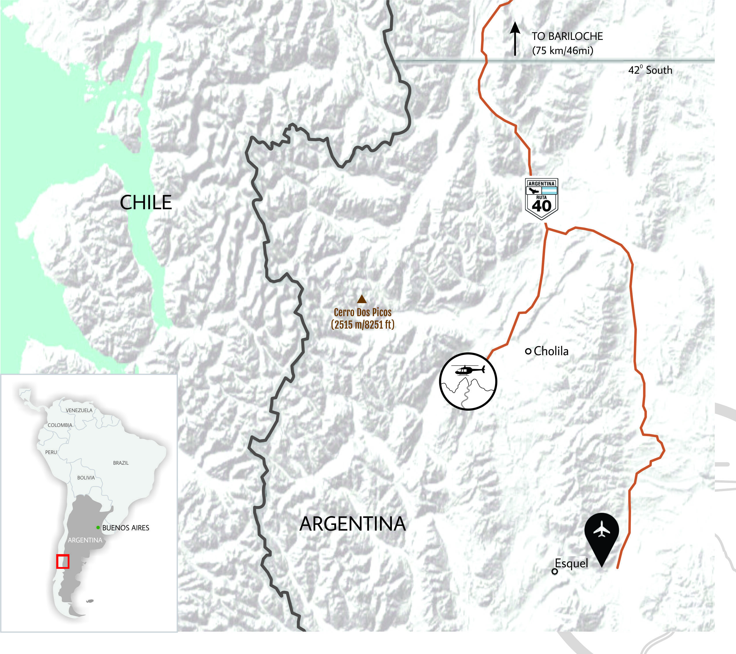 Patagonia Heliski Piste / Trail Map