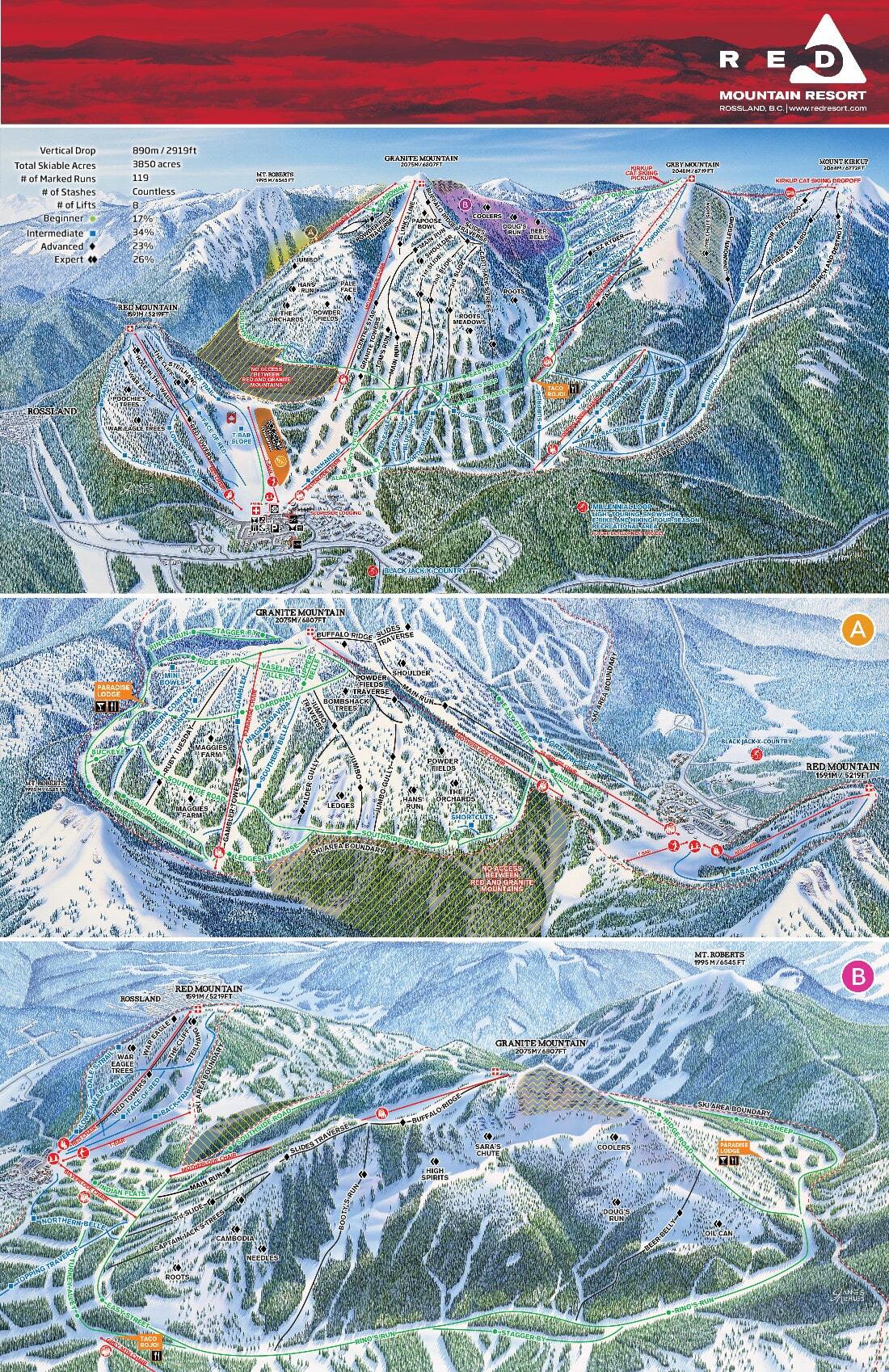 Red Mountain Resort Piste / Trail Map