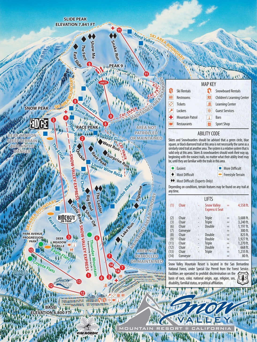 Snow Valley Ski Resort Piste / Trail Map
