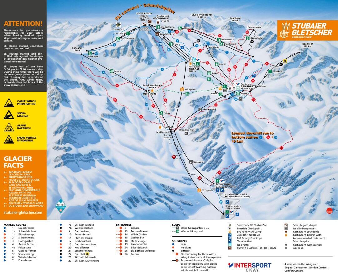 Stubai Glacier Piste / Trail Map