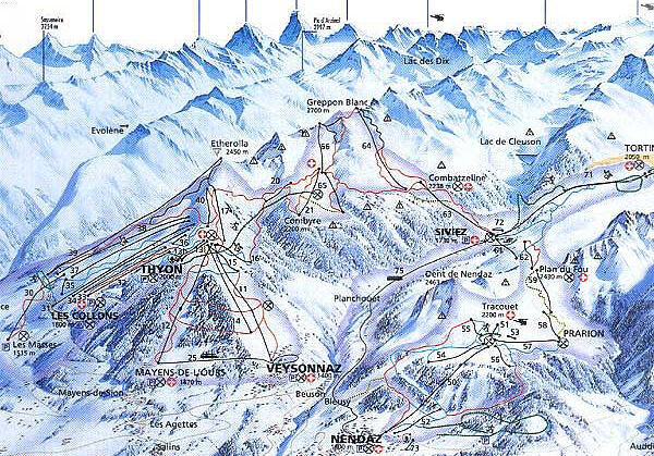 Veysonnaz-Printse Piste / Trail Map