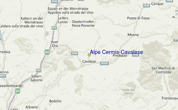 Alpe Cermis-Cavalese Location Map