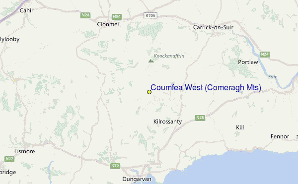 Coumfea West (Comeragh Mts) Location Map