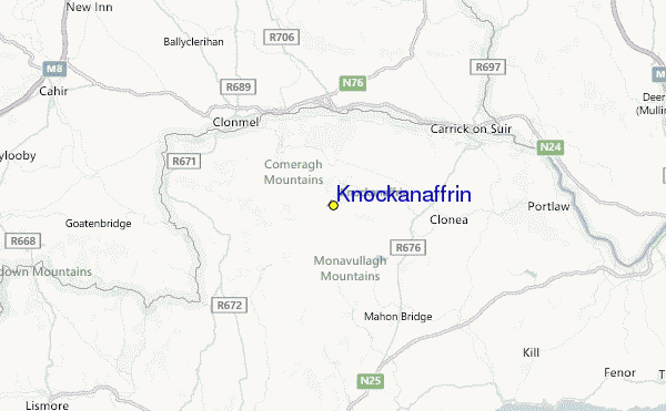 Knockanaffrin (Comeragh Mts) Location Map