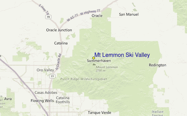 Mount Lemmon Ski Valley Location Map