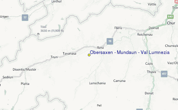 Obersaxen - Mundaun - Val Lumnezia Location Map