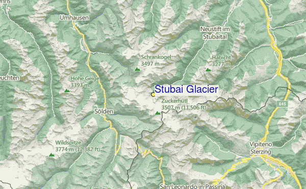 Stubai Glacier Location Map