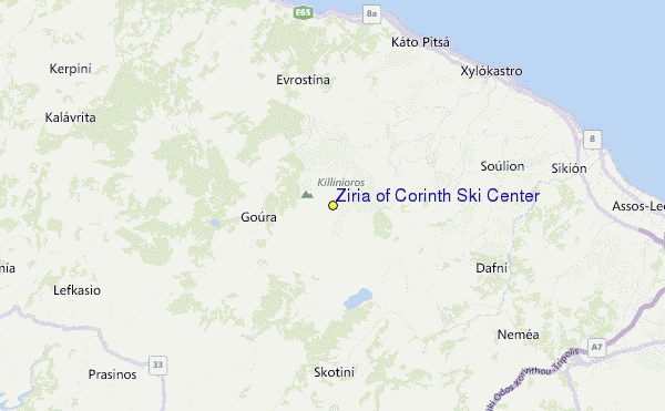 Ziria of Corinth Ski Center Location Map