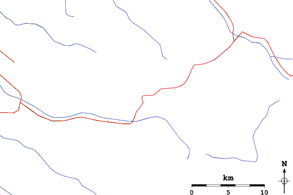 Roads and rivers close to Asahidake