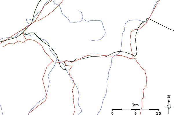 Roads and rivers close to Brixen im Thale