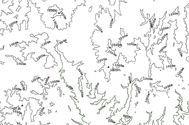 Shirao Ski Area neighbourhood contours
