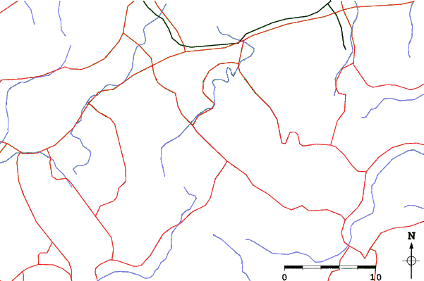 Roads and rivers close to Ishizuchi