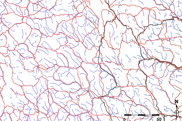 Roads and rivers close to Klövsjö-Storhogna