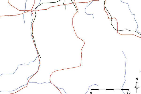 Roads and rivers close to Kreuth/Hirschberg