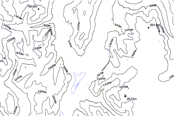 Last Frontier Heliskiing - Ripley Creek neighbourhood contours