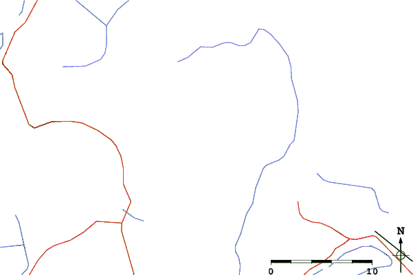 Roads and rivers close to Monte Bianco