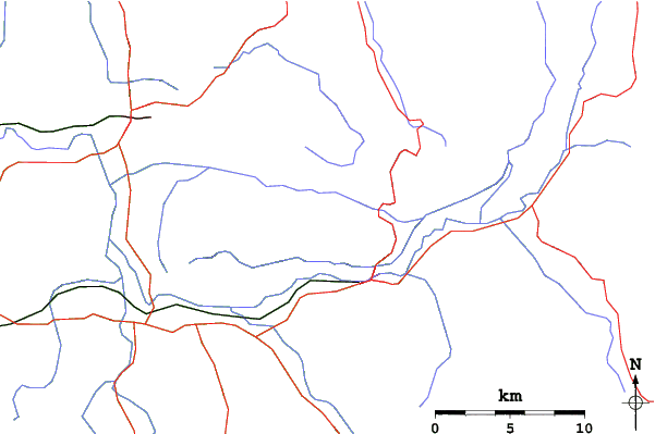 Roads and rivers close to Mount Donna Buang