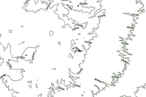 Pajarito Mountain Ski Area neighbourhood contours
