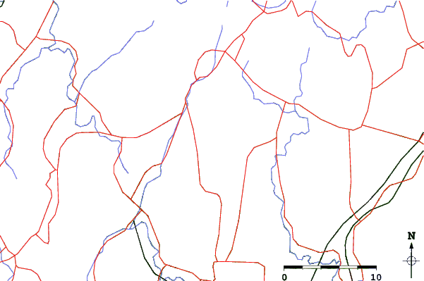 Roads and rivers close to Rakanzan Highland