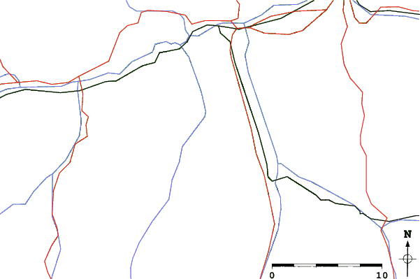 Roads and rivers close to Sarn - Heinzenberg