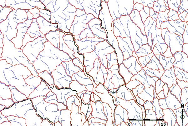 Roads and rivers close to Sjusjoen