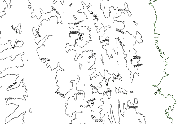 Teton Pass Ski Area neighbourhood contours