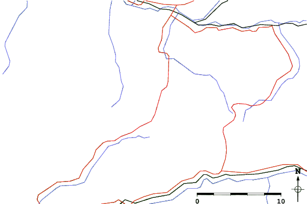 Roads and rivers close to Vyšná Boca - Bačova roveň