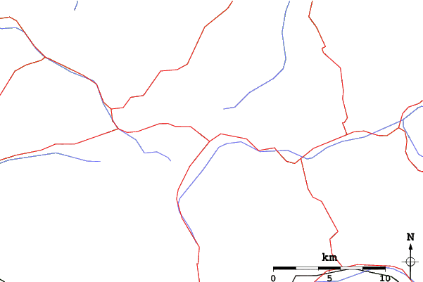 Roads and rivers close to Warth-Schröcken